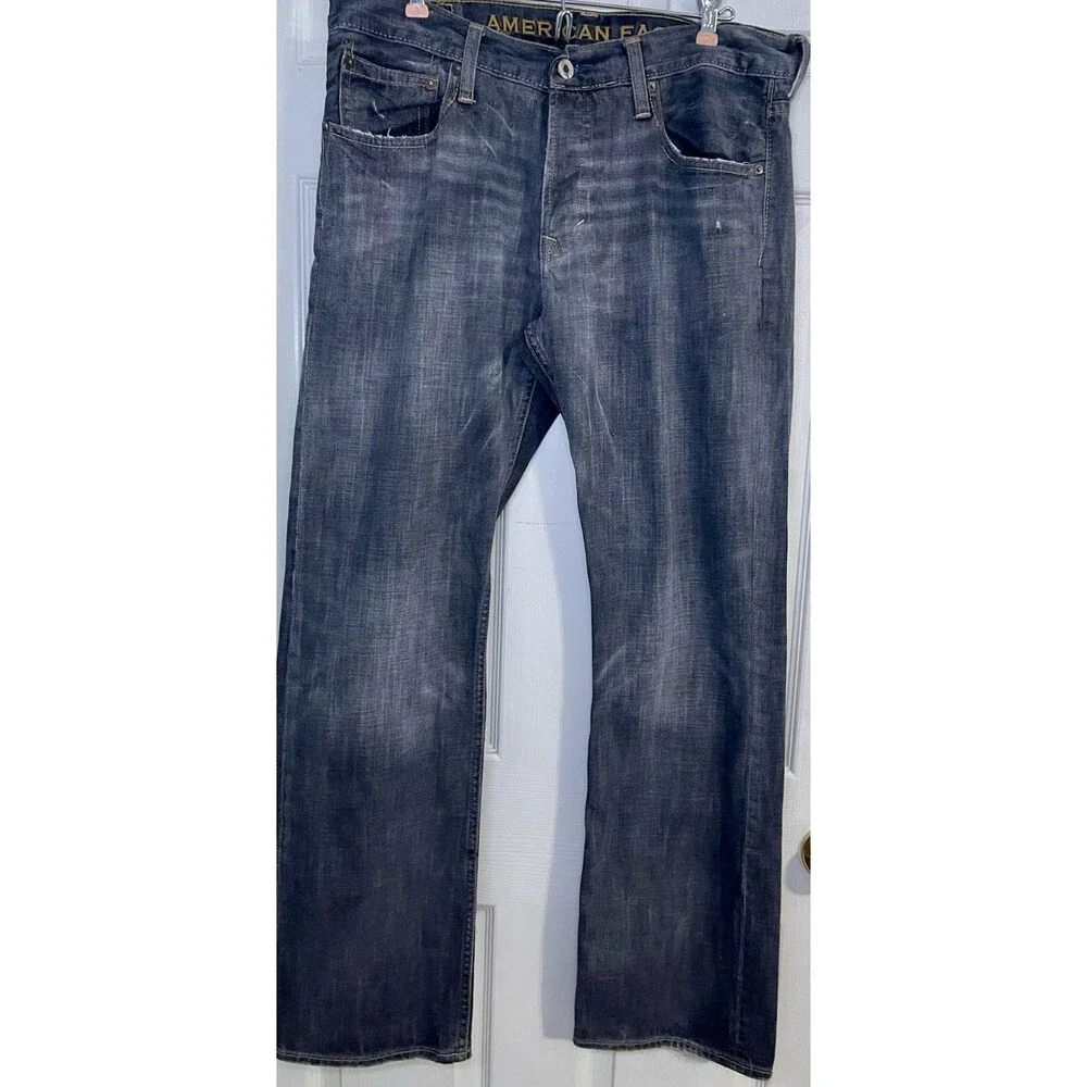 American Eagle Outfitters Size 34 X 32 Vintage Dark Grey Wash Denim Button Fly